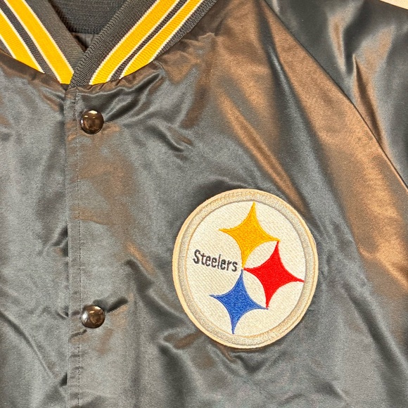 Vintage Pittsburgh Steelers NFL Chalk Line Satin Bomber Jacket - Picture 6 of 9